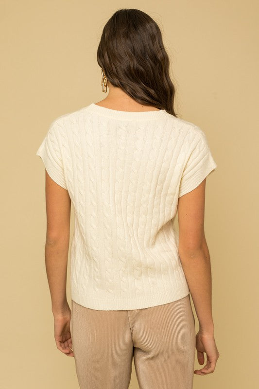 TEEK - White Cable Knit Vest TOPS TEEK FG   