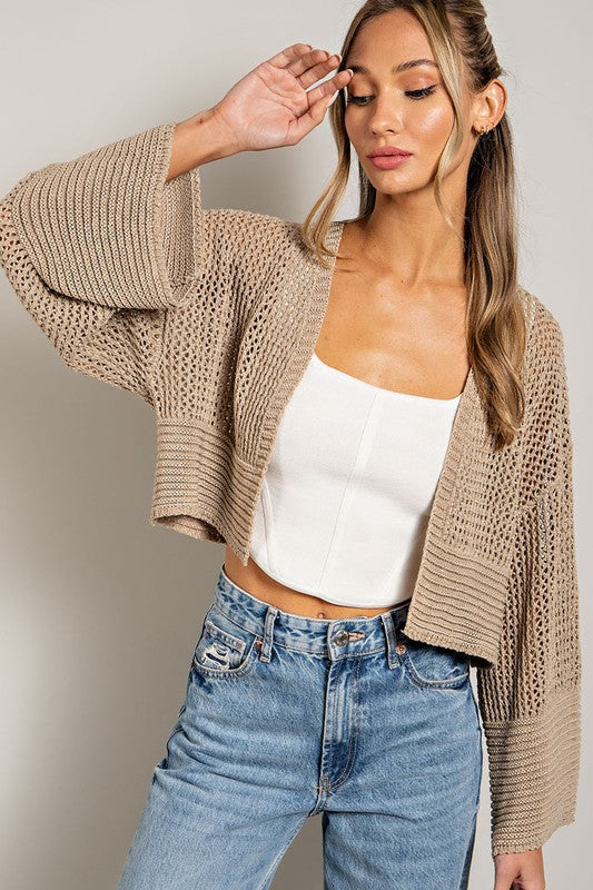 TEEK - Eyelet Knit Cardigan SWEATER TEEK FG OATMEAL L 