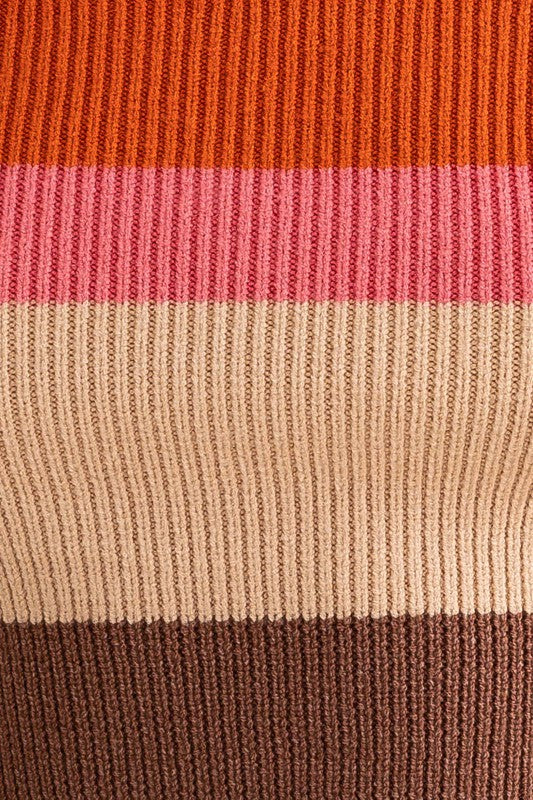 TEEK - Rust-Multi Wide Square Stripe Knit Top TOPS TEEK FG   