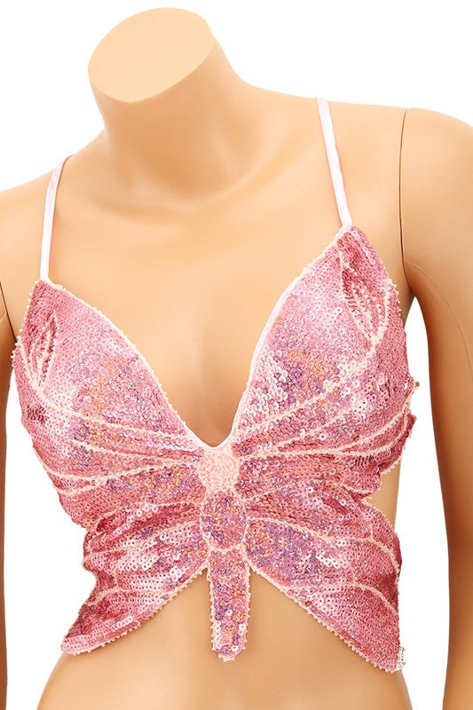 TEEK - Butterfly Sequins Backless Tank TOPS TEEK FG