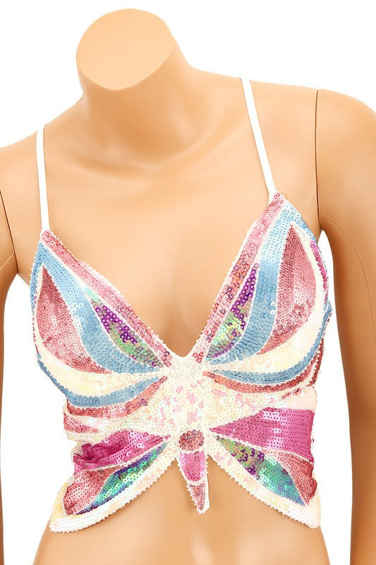 TEEK - Butterfly Sequins Backless Tank TOPS TEEK FG PURPLE/MULTI OS