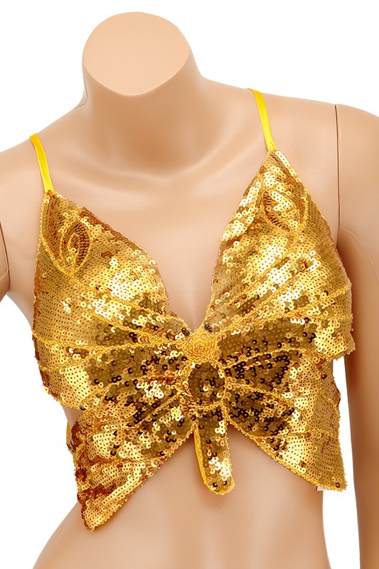 TEEK - Butterfly Sequins Backless Tank TOPS TEEK FG YELLOW OS