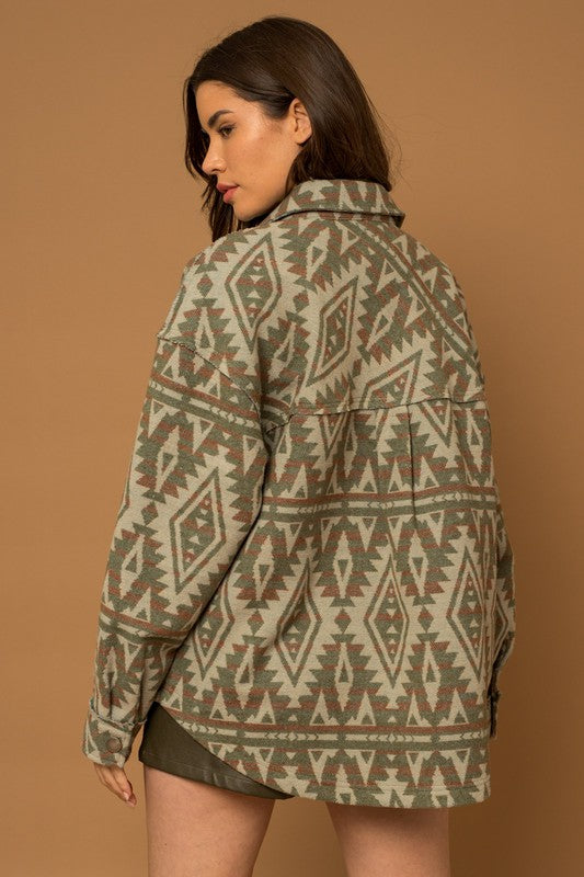 TEEK - Olive 3D Pocket Aztec Shacket JACKET TEEK FG   