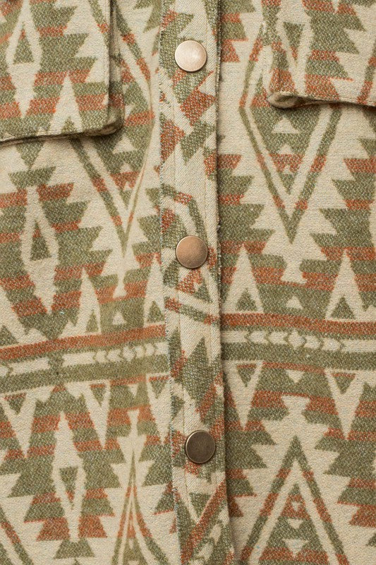 TEEK - Olive 3D Pocket Aztec Shacket JACKET TEEK FG   