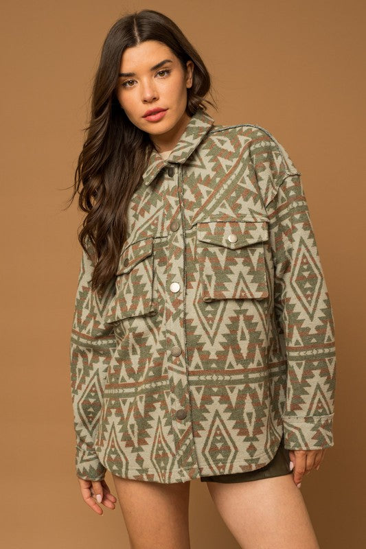 TEEK - Olive 3D Pocket Aztec Shacket JACKET TEEK FG   