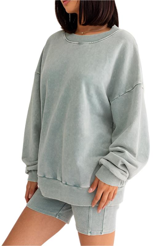 TEEK - Sage Washed Oversized Pullover Sweatshirt TOPS TEEK FG   