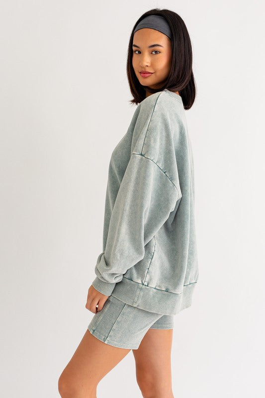 TEEK - Sage Washed Oversized Pullover Sweatshirt TOPS TEEK FG   