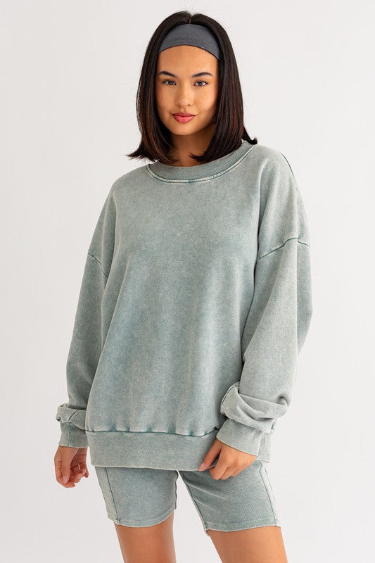 TEEK - Sage Washed Oversized Pullover Sweatshirt TOPS TEEK FG   