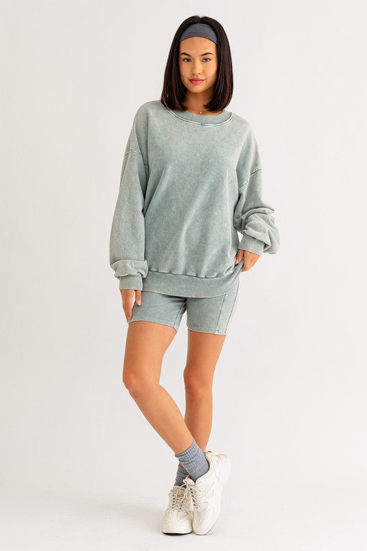 TEEK - Sage Washed Oversized Pullover Sweatshirt TOPS TEEK FG   