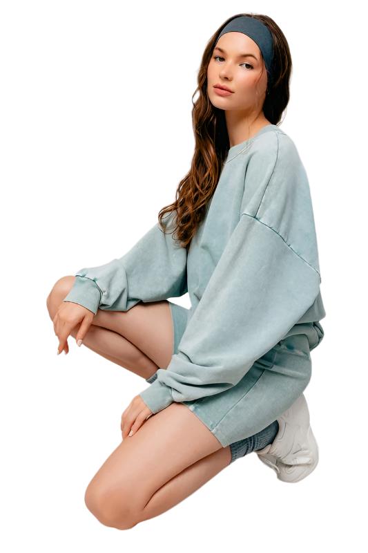 TEEK - Sage Washed Oversized Pullover Sweatshirt TOPS TEEK FG XS  