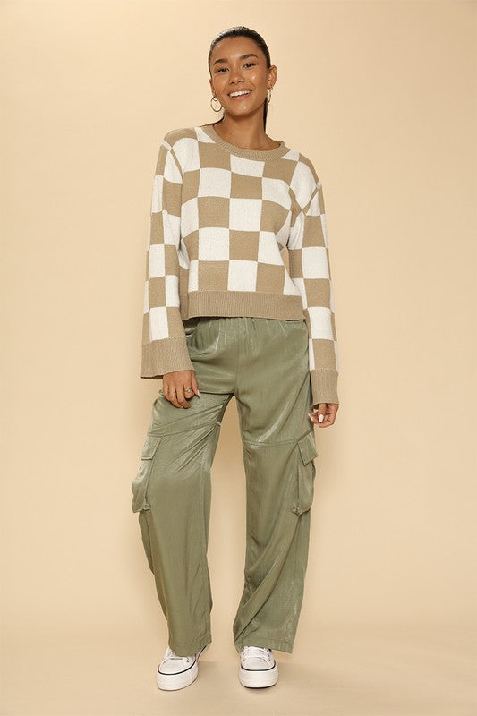 TEEK - Sand Multicolor Checkered Sweater TOPS TEEK FG