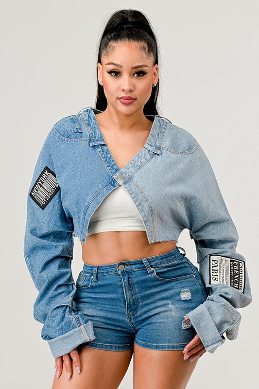 TEEK - Denim Patched X-Contrast Top TOPS TEEK FG   