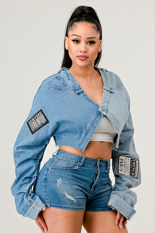 TEEK - Denim Patched X-Contrast Top TOPS TEEK FG   