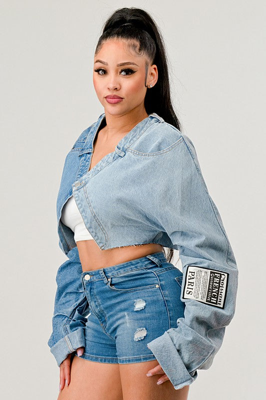 TEEK - Denim Patched X-Contrast Top TOPS TEEK FG   