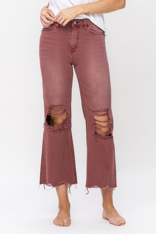 TEEK - Russet Brown Vintage High Rise Crop Flare Jeans PANTS TEEK FG 24  