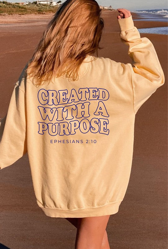 TEEK - Plus Size Created With Purpose Comfort Color Sweatshirt TOPS TEEK FG Butter 2X 