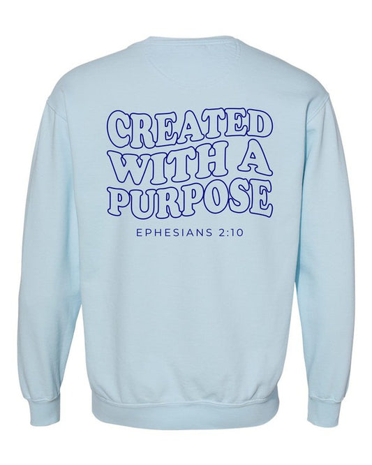 TEEK - Plus Size Created With Purpose Comfort Color Sweatshirt TOPS TEEK FG Chambray Blue 2X 