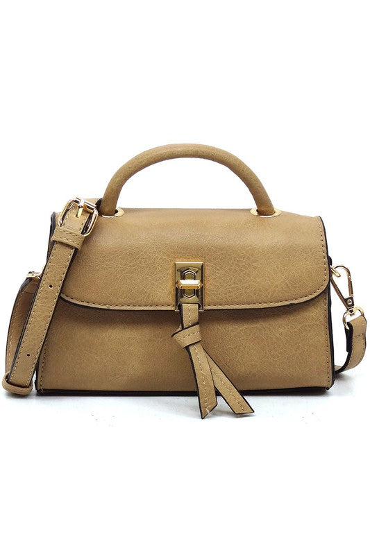 TEEK - Twist Lock Flap Satchel Crossbody Bag BAG TEEK FG L/STONE