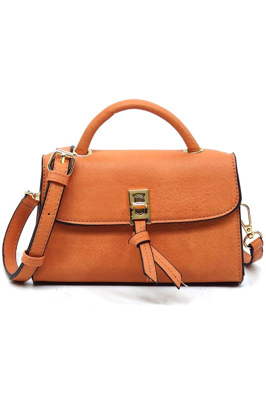 TEEK - Twist Lock Flap Satchel Crossbody Bag BAG TEEK FG CORAL