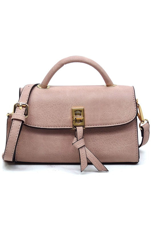 TEEK - Twist Lock Flap Satchel Crossbody Bag BAG TEEK FG BLUSH