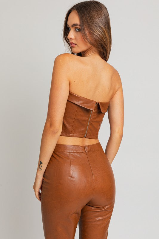 TEEK - Milk Chocolate Corset Tube Top TOPS TEEK FG   