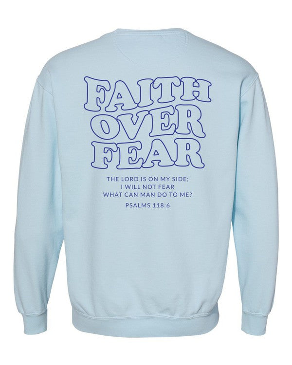 TEEK - Faith Over Fear Comfort Sweatshirt TOPS TEEK FG Chambray Blue 2X 