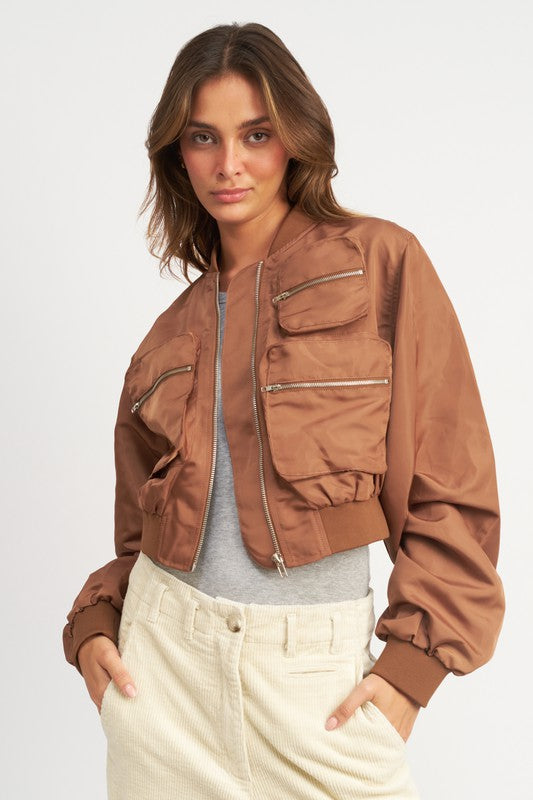 TEEK - CROPPED BOMBER JACKET JACKET TEEK FG BROWN S 