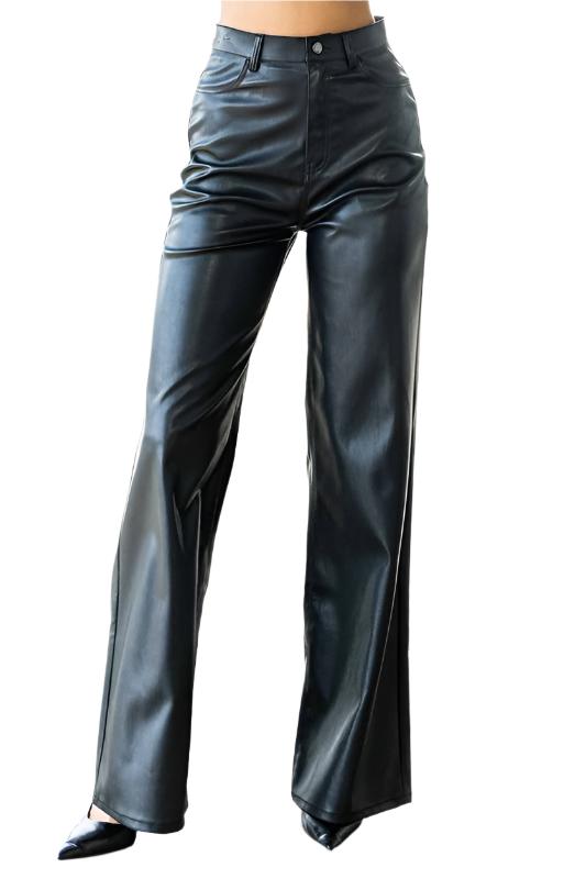 TEEK - Back Vegan Leather Wide Leg Pants PANTS TEEK FG 1  