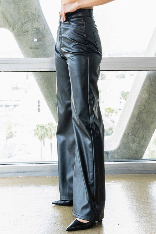 TEEK - Back Vegan Leather Wide Leg Pants PANTS TEEK FG   