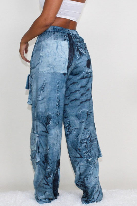 TEEK - TIE DYE PRINT CARGO CASUAL PANTS PANTS TEEK FG   