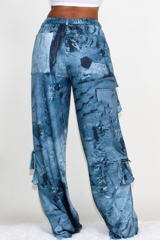 TEEK - TIE DYE PRINT CARGO CASUAL PANTS PANTS TEEK FG   