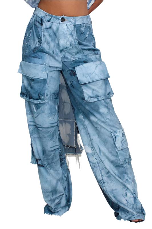 TEEK - TIE DYE PRINT CARGO CASUAL PANTS PANTS TEEK FG S  