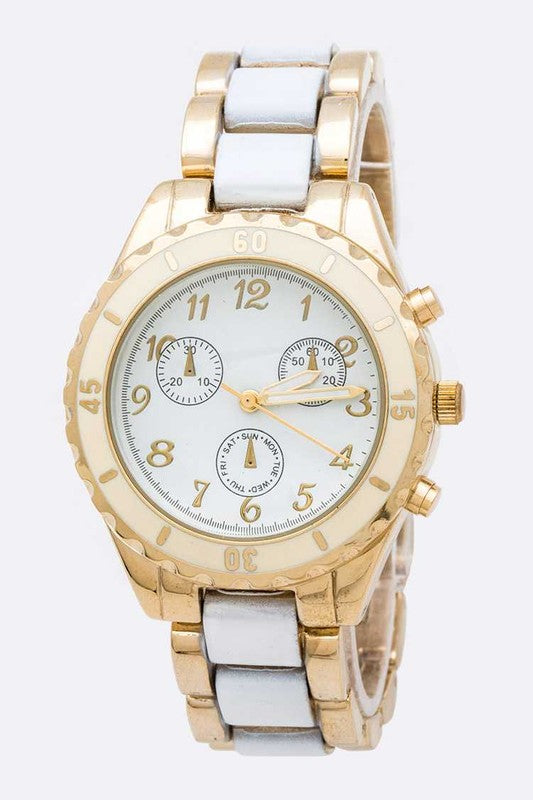 TEEK - Gold/White 2 Tone Metal Bracelet Watch WATCH TEEK FG   