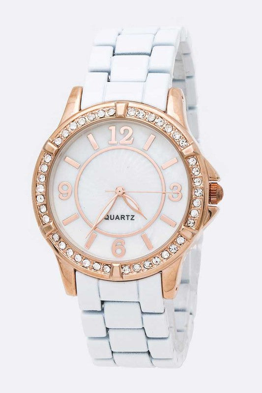 TEEK - Crystal Bezel Enamel Bracelet Watch WATCH TEEK FG   