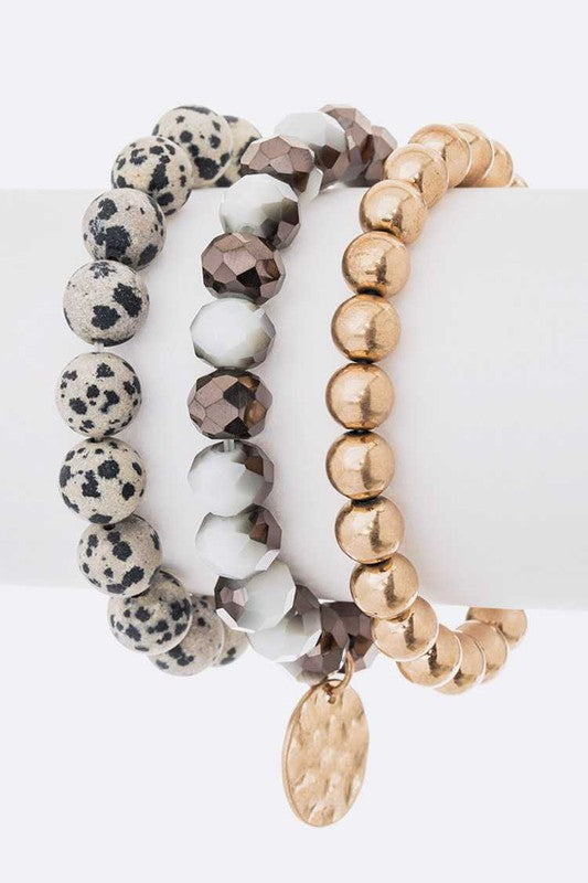 TEEK - Mix Beads Layered Stretch Bracelet Set JEWELRY TEEK FG Dalmation  