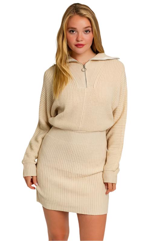 TEEK - Zipper Sweater Dress DRESS TEEK FG CREAM XS 