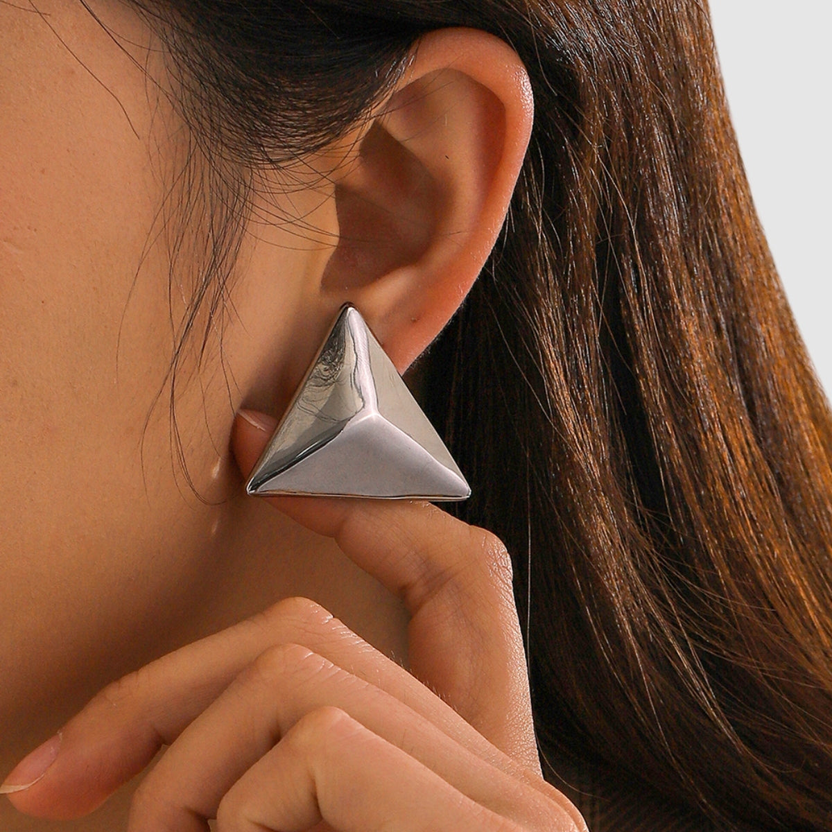 TEEK - Stainless Steel 3D Triangle Earrings JEWELRY TEEK Trend Silver  