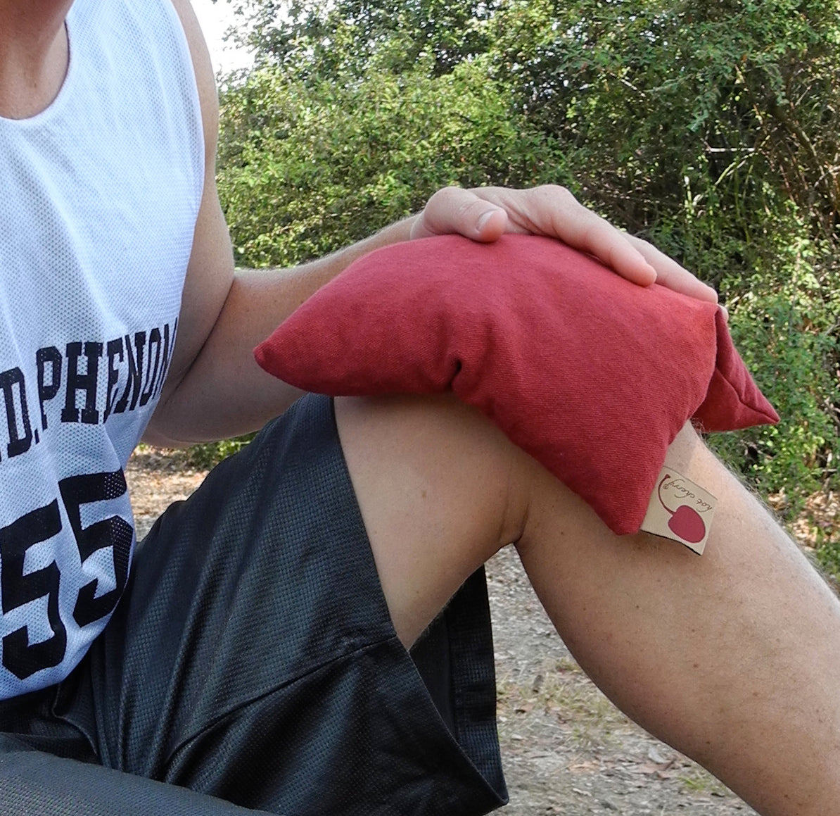 TEEK - Hot Cherry Square Pillow in Red Denim PILLOW TEEK HCP