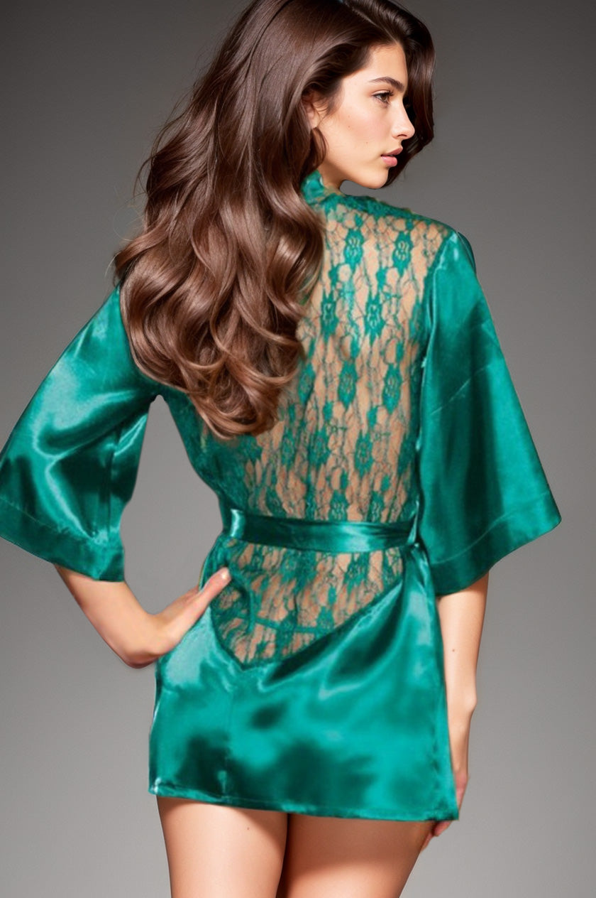 TEEK - Satin Lace Back Robe ROBE TEEK 3W