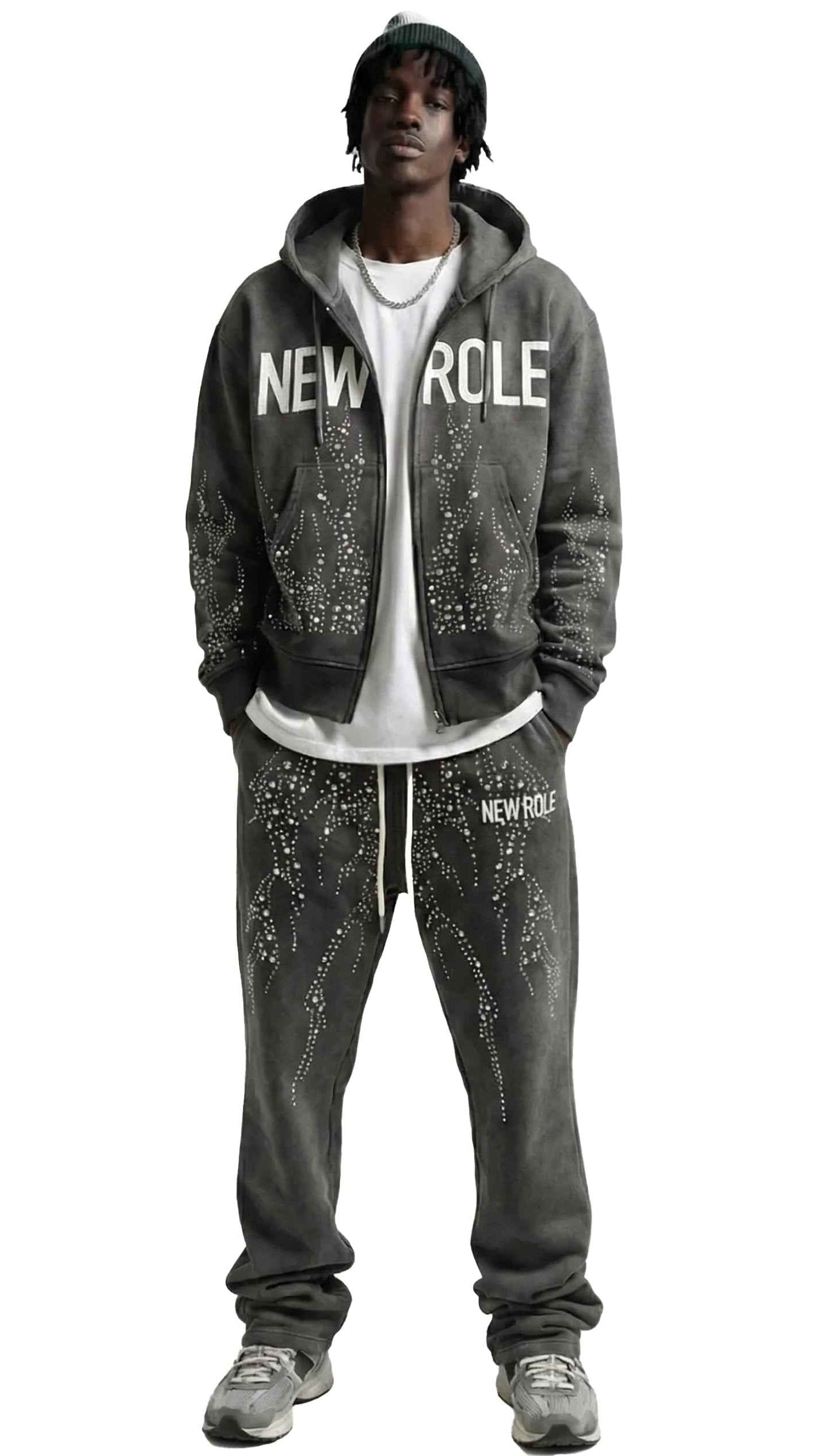 CINDER French Terry Long Sleeve Crop Top Full Zip Hoodie Men's Sweatshirt Love to Kleep