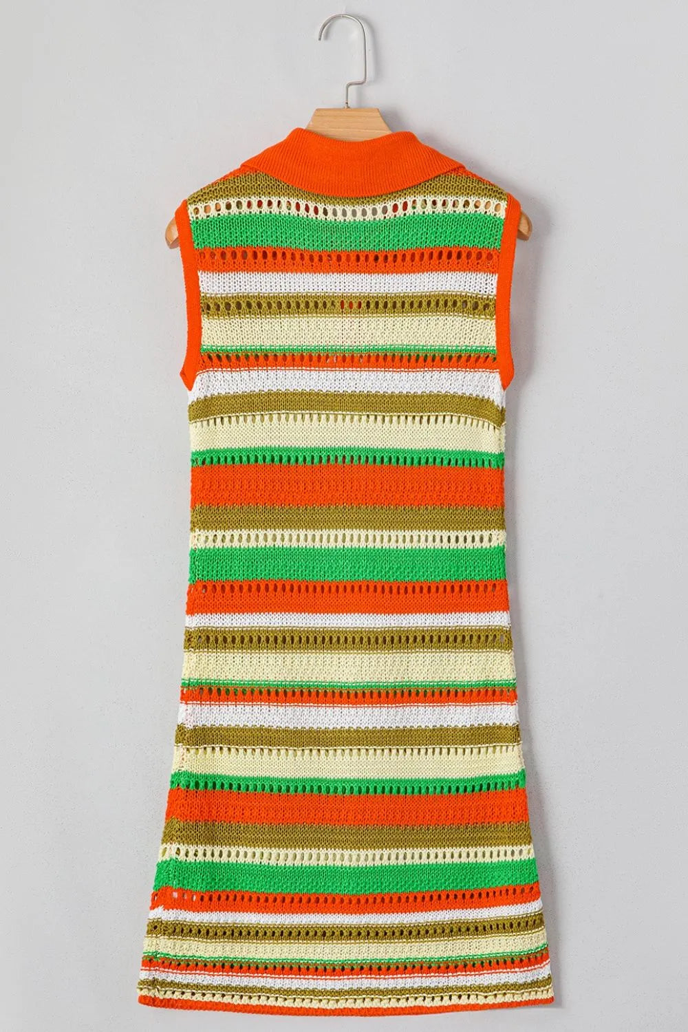TEEK - Openwork Striped Sleeveless Sweater Dress DRESS TEEK Trend