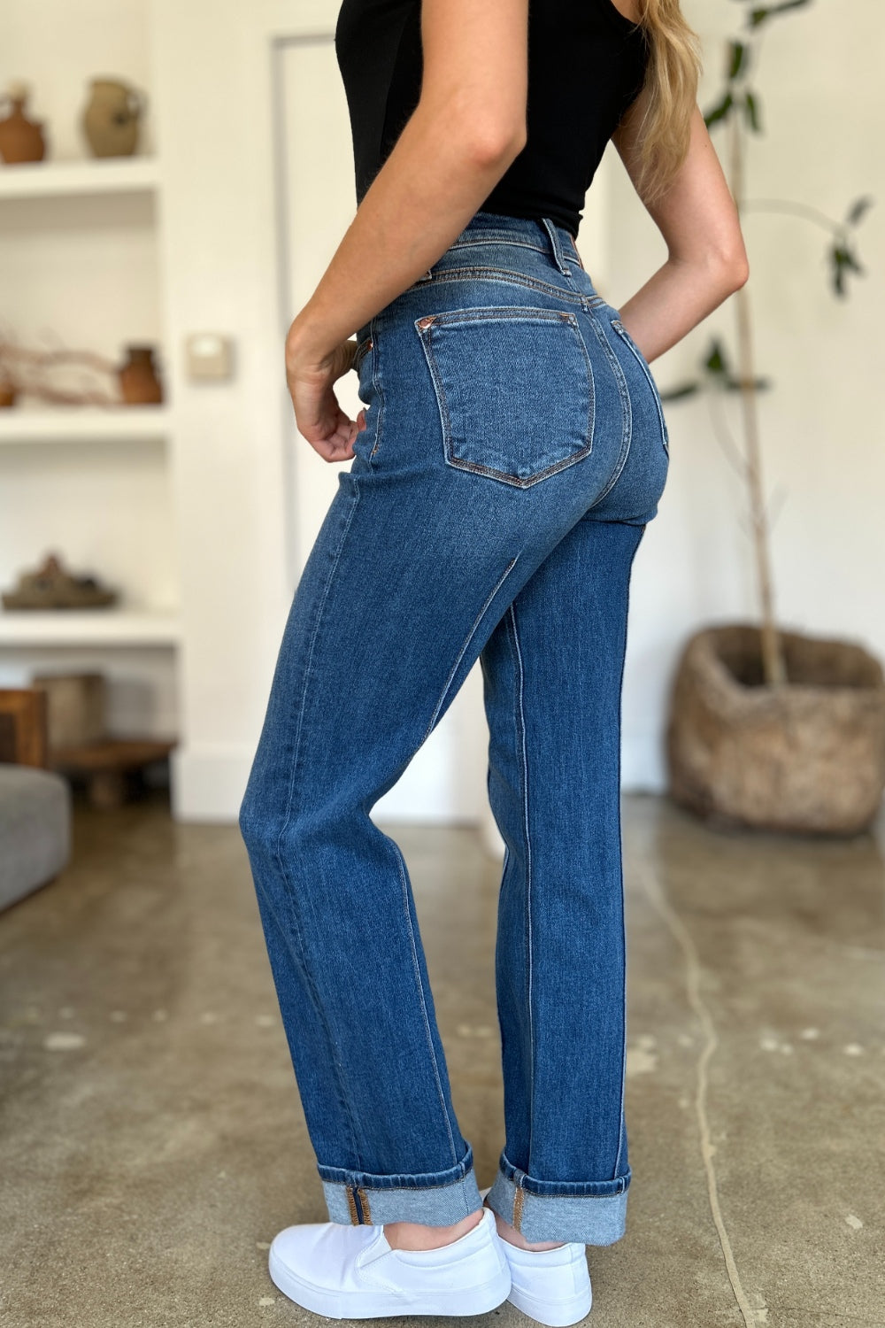 TEEK - JB Full Size High Waist Front Seam Straight Jeans  TEEK Trend   