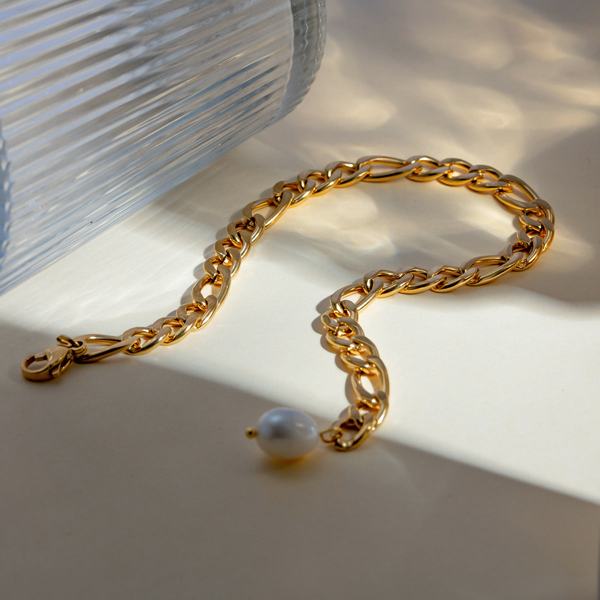 TEEK - Stainless Steel Chain Pearl Gold Anklet JEWELRY TEEK Trend   