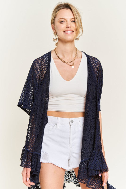 TEEK - LACE OVER SIZE RUFFLE KIMONO SHAWL TEEK FG   