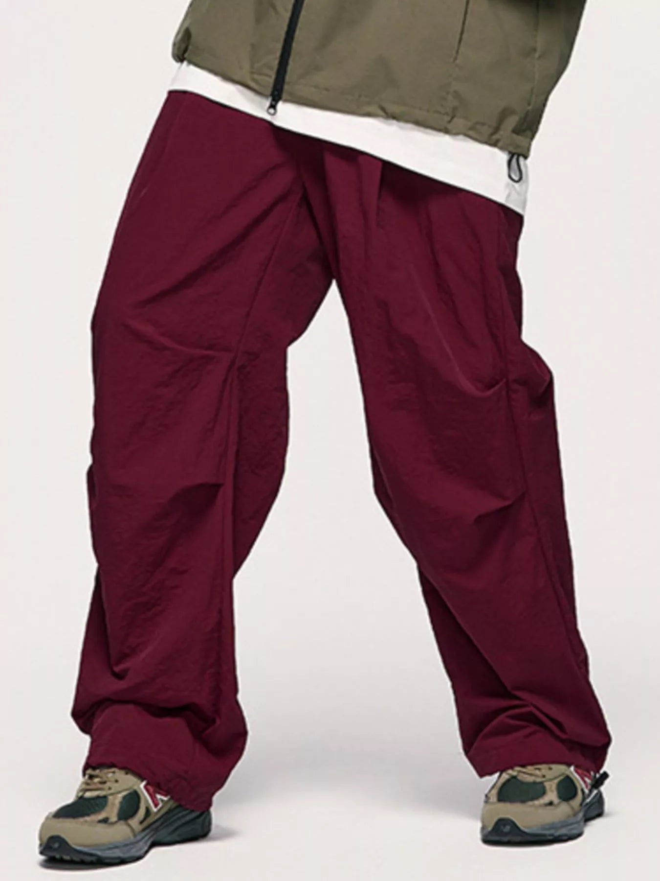 Men's Relaxed Fit Lightweight Cargo Pants Trendsi Wine Red S