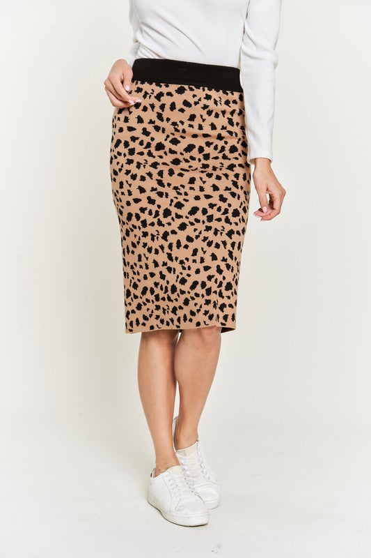 TEEK - PLUS SIZE ANIMAL PRINT SWEATER SKIRT SKIRT TEEK FG   