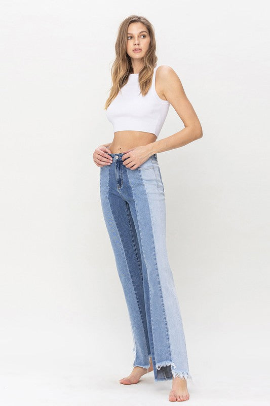 TEEK - Charmingly High Rise Relaxed Flare Uneven Raw Hem Jeans JEANS TEEK FG   
