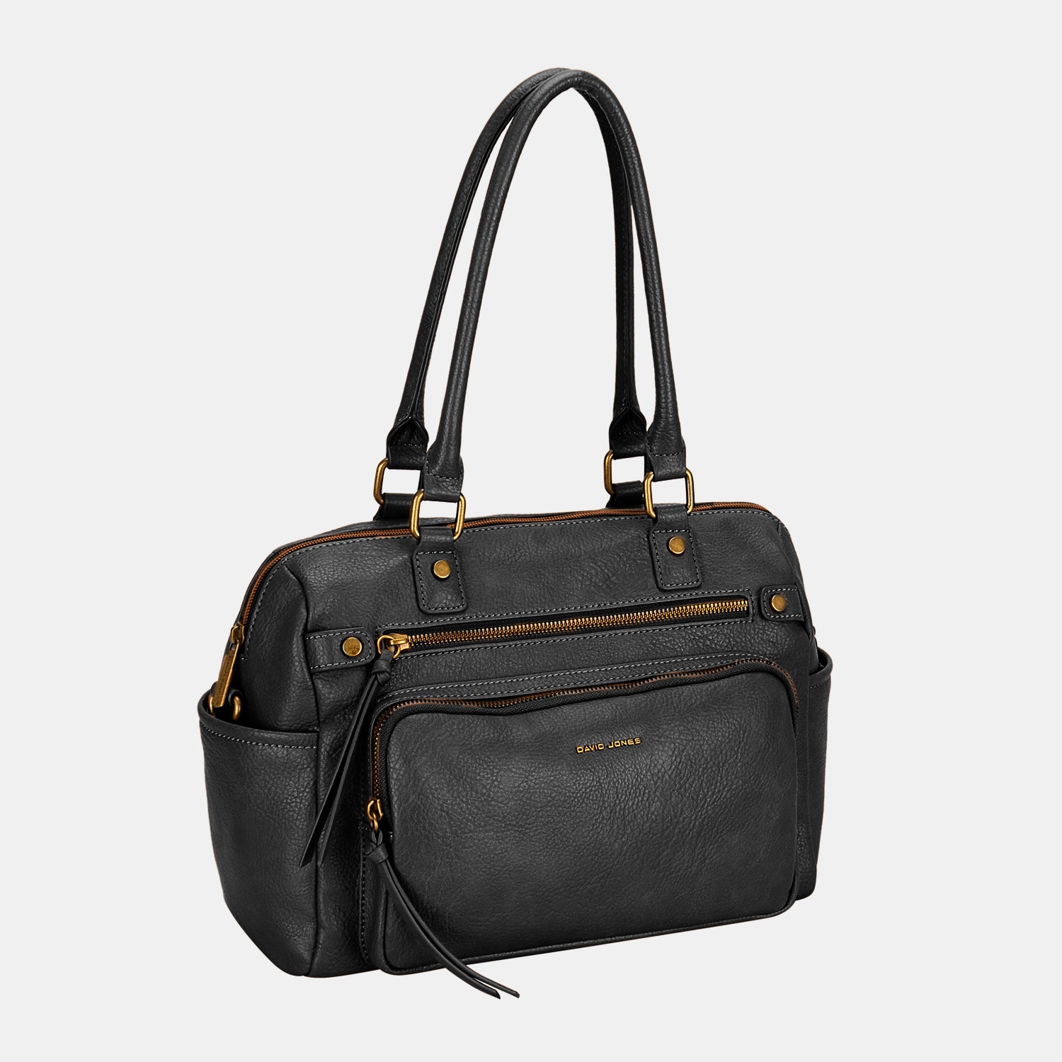 TEEK - Zipper Pull  Side Pocketed Handbag BAG TEEK Trend Black  