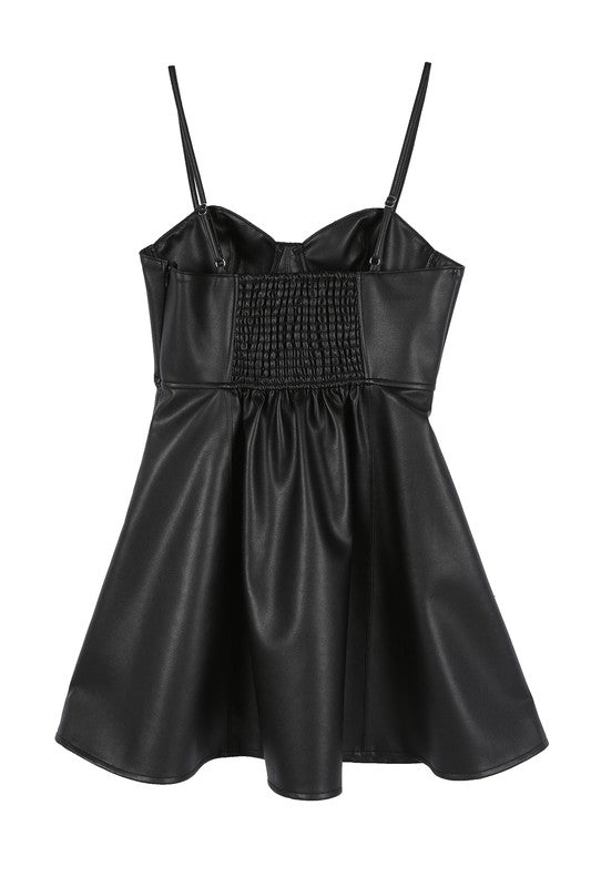 TEEK - Black Vegan Leather Bustier Dress DRESS TEEK FG   