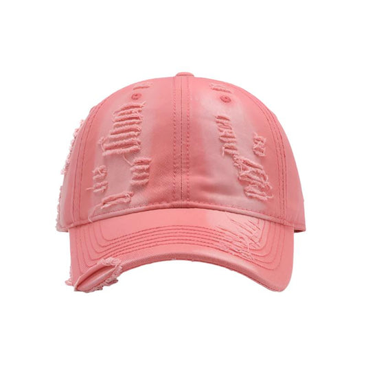 TEEK - Distressed Adjustable Cotton Baseball Cap HAT TEEK Trend Burnt Coral  